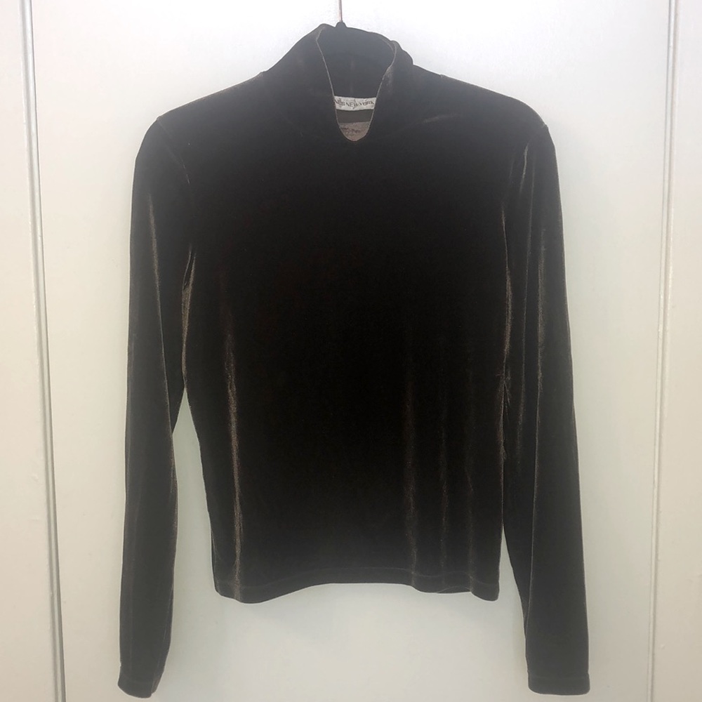 Brown velvet turtleneck shirt